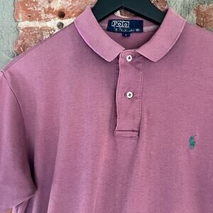 VTG Polo Ralph Lauren Men's Mauve Polo Shirt  Marked L Fits M